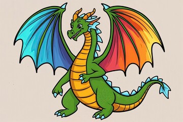 Obraz premium Fantasy Dragon Doodle Illustration in Colorful Design