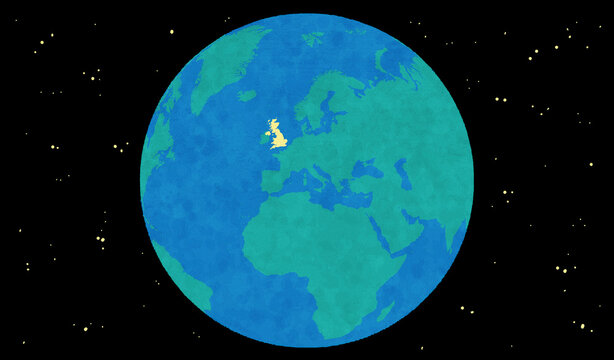 United Kingdom highlighted on globe