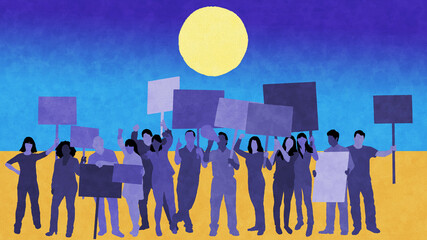 Protesters demonstrating