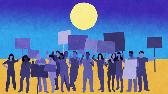 Protesters demonstrating