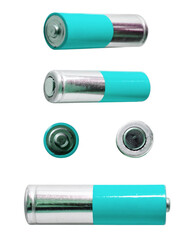 Form of standart AA cylindrical dry battery as a symbol of power source conception full height...