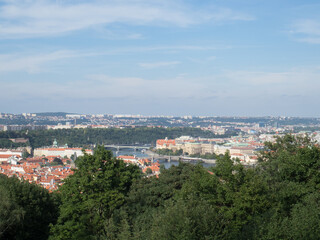 Obraz premium Aerial view of Prague, seen from Petri­n Lookout Tower, Czech Republic