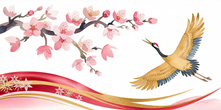 Whimsical watercolor of Japanese hanetsuki paddles with intricate patterns, symbolizing luck and celebration during the New Year holiday.