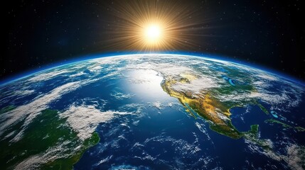 Fototapeta premium Stunning View of Earth from Space with Sunrise