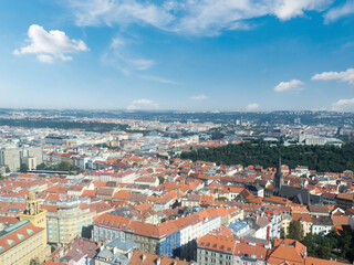 Aerial view of Prague, seen from the Zizkov Television Tower, Prague, Czech Republic