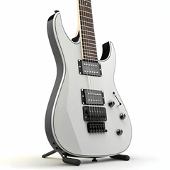 Obraz premium A modern electric guitar with a sleek design and metallic finish,