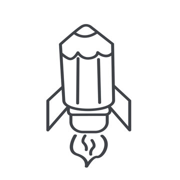 recommend clip art: Vector Symbol Icon Pencil Rocket in Style Outline Line Art.