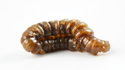 Meal Worm. Creepy Larvae of Zophobas Atratus Isolated on White Background