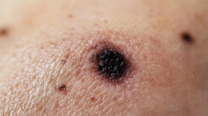 Fototapeta premium Melanoma - Finding Abnormal Black Blemish on Skin, Possibly Cancerous