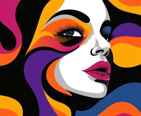 Vibrant artistic portrait of a modern woman