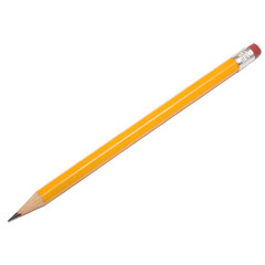 Yellow Pencil with Eraser Isolate On Transparent Background Cutout, PNG file, Cutout file
