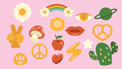 Vintage groovy funny love and peace