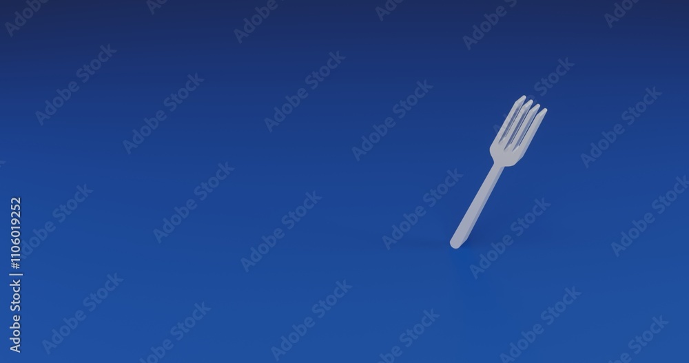 Aufkleber isolated realistic white fork with shadow. located on the right side of the scene. 3d illustration o