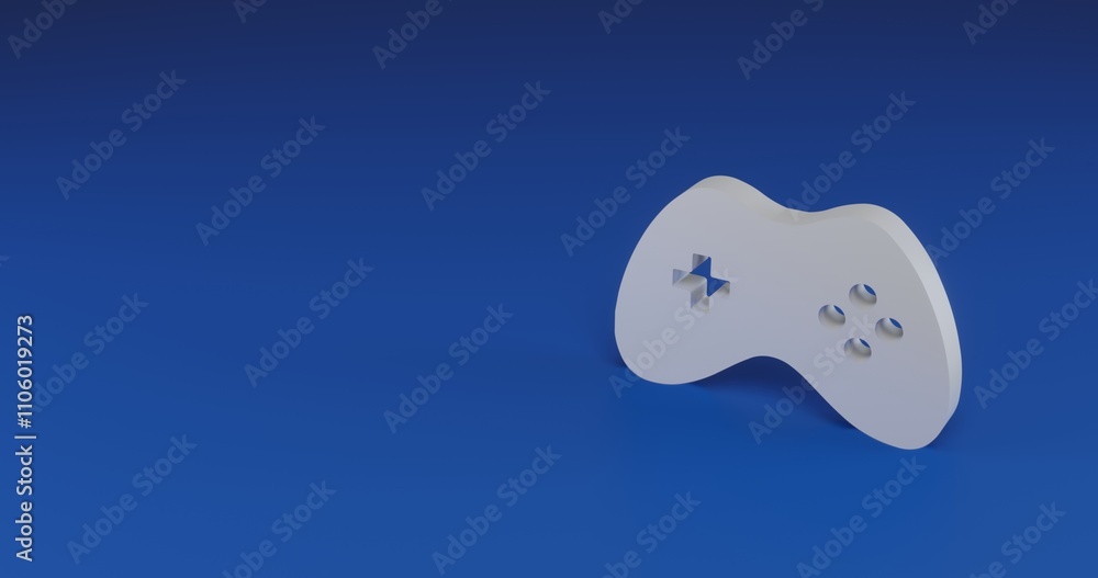 Aufkleber isolated realistic white joystick symbol with shadow. located on the right side of the scene. 3d ill