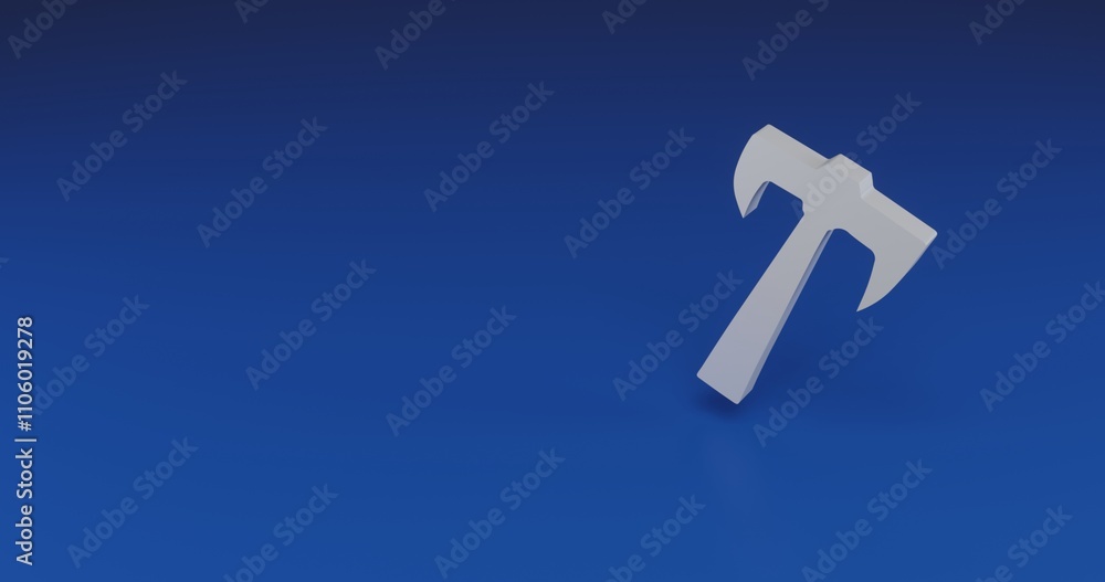 Aufkleber isolated realistic white axe symbol with shadow. located on the right side of the scene. 3d illustra