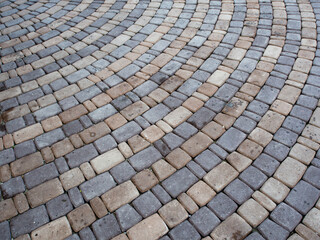 Close up image of a circle cobblestone pavement