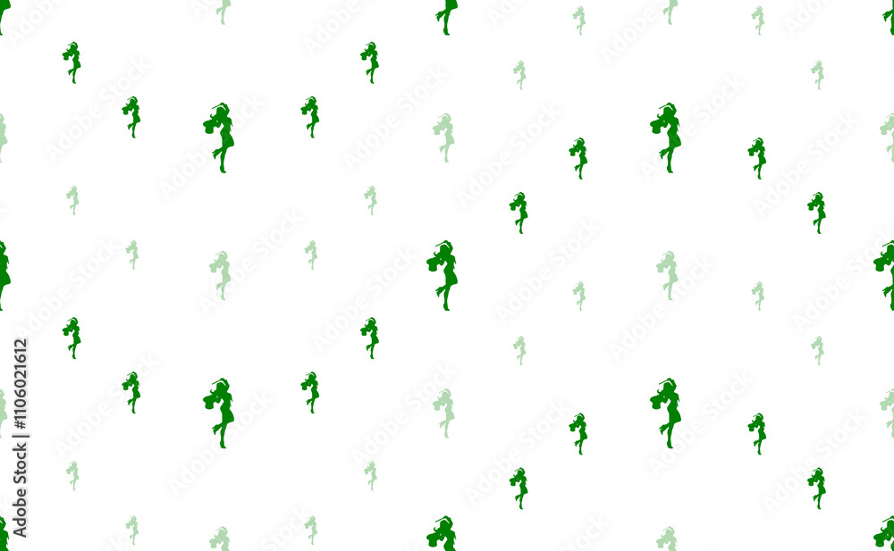 Poster seamless pattern of large and small green enchantress symbols. the elements are arranged in a wavy. 