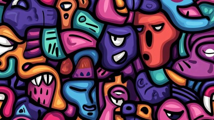Obraz premium Abstract colored masks in a vibrant, chaotic design