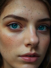 Fototapeta premium Ethereal portrait of a young woman with colorful eyes.