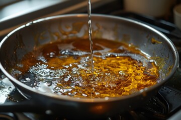 Used Cooking oil being poured to container