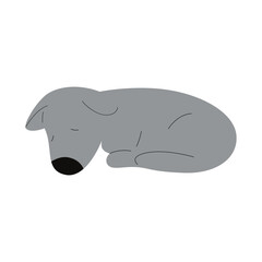 Curled-Up Sleeping Dog Minimalist Illustration