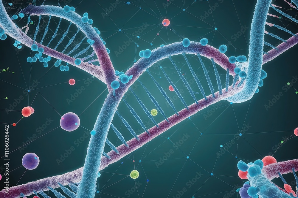 Poster dna experimentation through medical visualization of molecular networks and geometric design