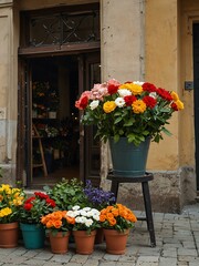 European floral shop with a mixed bouquet.