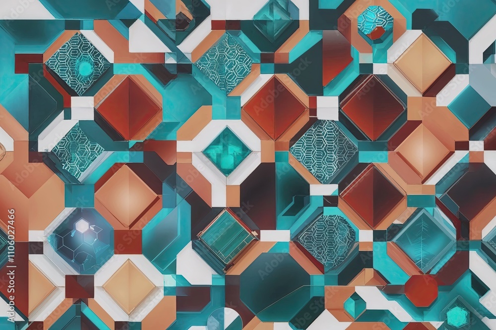 Poster revolutionary healthcare design using abstract hexagon patterns in medicine and science