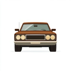 Vintage Brown Car Front View Illustration
