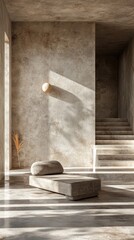 Minimalist Interior Design Featuring Stone Walls and Modern Furniture