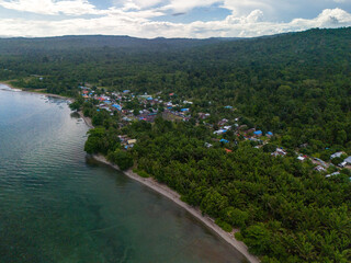 Aerial View of Angar Village in East Seram Regency, Maluku, Indonesia