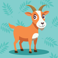 Cute and funny goat. Baby goat standing.  Vector illustration goat character design with flat color. Can be used for design of t-shirts, posters and Baby Shower party and characters.
