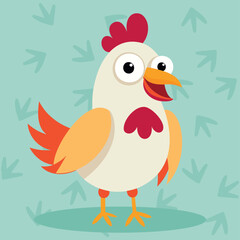 Cute and funny chicken. Baby chicken standing.  Vector illustration chicken character design with flat color. Can be used for design of t-shirts, posters and Baby Shower party and chicken characters.
