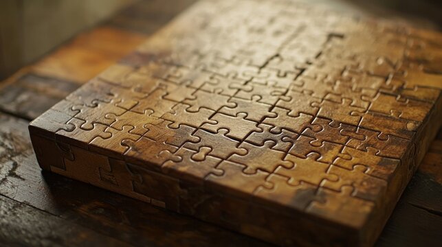 A complex puzzle sitting on a table, representing the enigma that challenges the intellect and patience