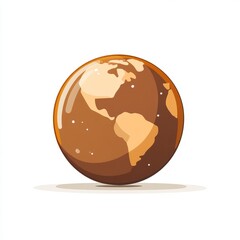 Earth Globe Illustration - Brown and Orange Design