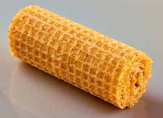 Waffelkeks gerollt, waffelröllchen, Gebäck, 
