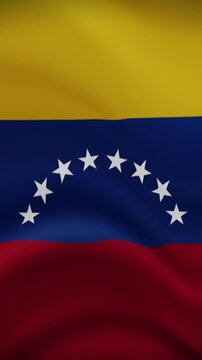 Venezuela Waving Flag in Vertical Orientation. Realistic Flag Animation. Seamless Loop Background.	