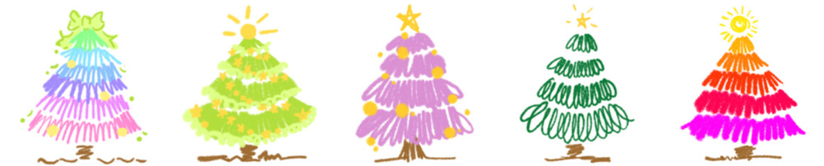 Christmas tree watercolor isolated on white background, Set of greenery Christmas pine tree watercolor vector illustration