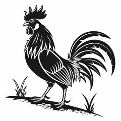 Rooster Silhouette Icon in Black Vector Style on white background.