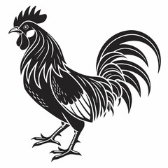 Rooster Silhouette Icon in Black Vector Style on white background.