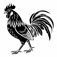 Rooster Silhouette Icon in Black Vector Style on white background.