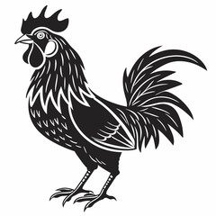Rooster Silhouette Icon in Black Vector Style on white background.