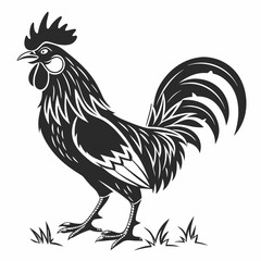 Rooster Silhouette Icon in Black Vector Style on white background.