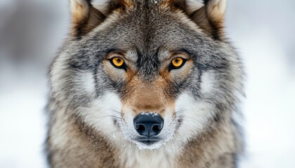 Fototapeta premium Portrait of a Fierce Wolf with Intense Gaze in a Natural Setting