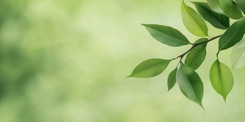 Obraz premium A close-up of green leaves against a soft blurred background, perfect for nature themes.
