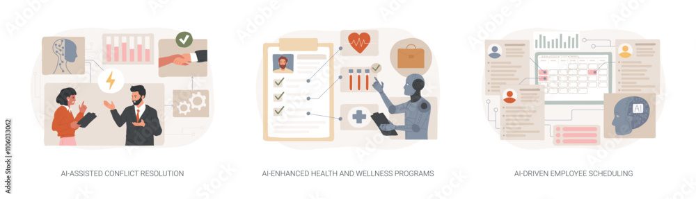 Poster artificial intelligence in human resources abstract concept vector illustrations.