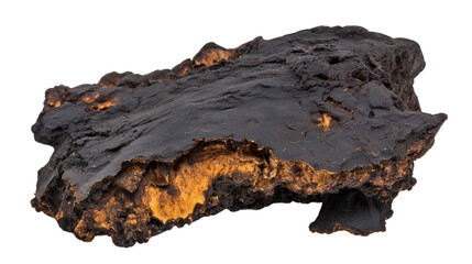 Fototapeta premium A beautiful black chaga mushroom, isolated, PNG format Background. Generative AI 