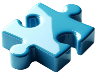 Blue Cyan Jigsaw Piece Cutout Isolated Puzzle Shape Game