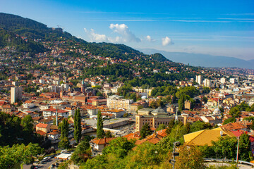 Aerial view on city Sarajevo, Bosnia and Hercegovina