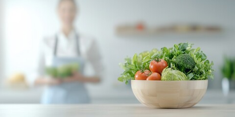 Fresh vegetables in a wooden bowl, emphasizing healthy eating and culinary enjoyment.
